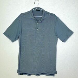 St Bernard Performance Polo - Navy and White Stripped